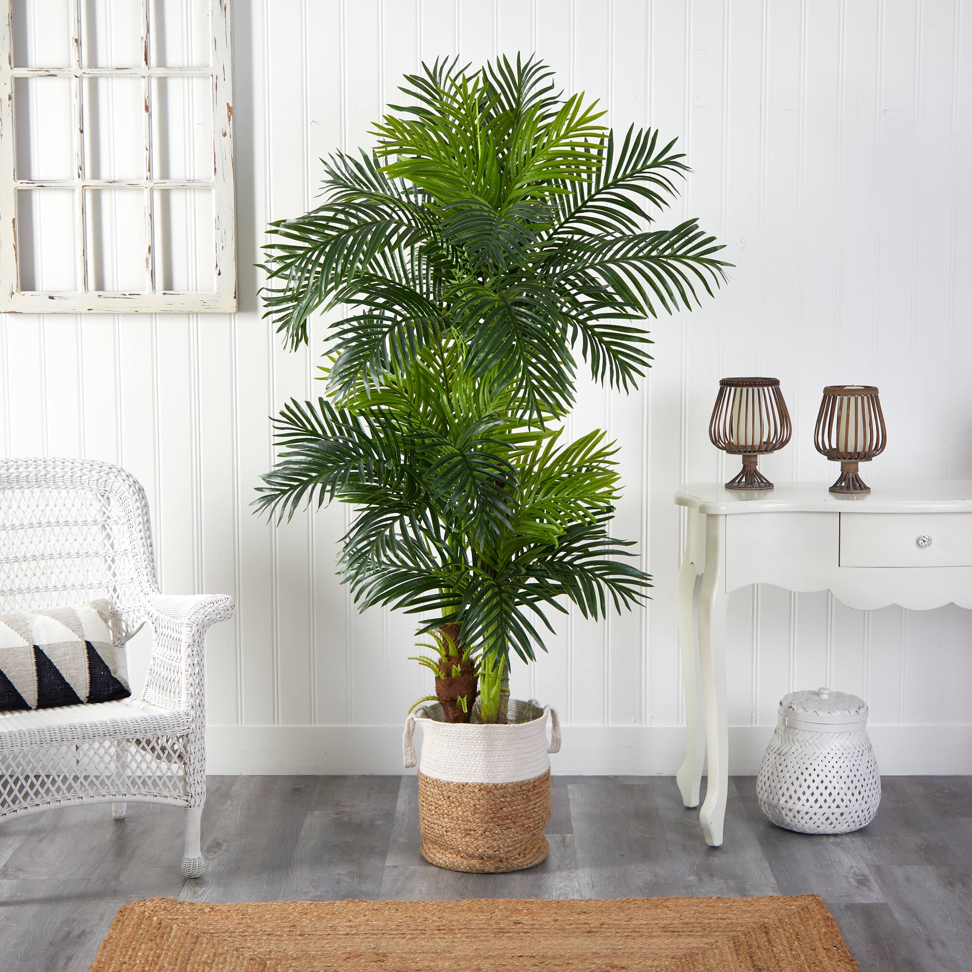 6ft. Hawaii Artificial Palm Tree in Handmade Natural Jute and Cotton Planter